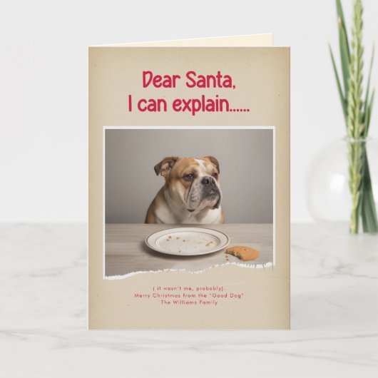 Carte Modern Naughty Funny Dog Photo Christmas Folded (Devant)