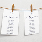 Carte Modern  Navy Blue Script White Seating Chart Card