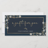 Carte Modern Navy Et Gold Ajouter Logo Certificat Cadeau (Devant)