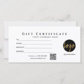 Carte Modern Navy Et Gold Ajouter Logo Certificat Cadeau (Dos)