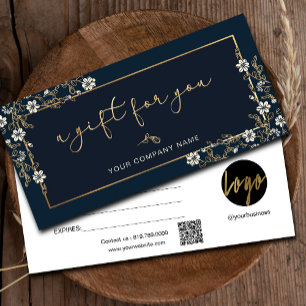 Carte Modern Navy Et Gold Ajouter Logo Certificat Cadeau