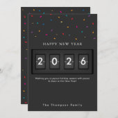 Carte Modern New Year Simple Countdown Confetti (Devant / Derrière)