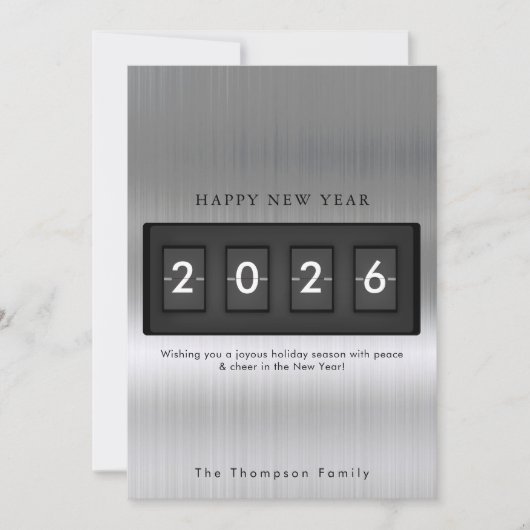 Carte Modern New Year Simple Countdown Silver (Devant)