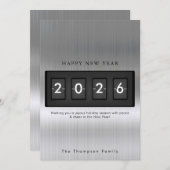 Carte Modern New Year Simple Countdown Silver (Devant / Derrière)