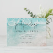 Carte Modern Ocean Tide Watercolor Beach Wedding (Debout devant)