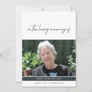 CARTE MODERN PHOTO SYMPATHY MEMORIAL SERVICE INVITE