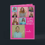 Carte Modern Pink 8 Photo Collage 18e anniversaire<br><div class="desc">Célébrez un anniversaire marquant avec un collage huit photos moderne et élégant. Ce design capture des souvenirs chéris et ajoute une touche personnelle à une célébration du 18ème anniversaire,  en faisant un souvenir à trésor.</div>