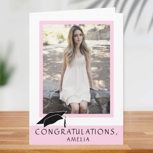 Carte Modern Pink Félicitations Graduation Photo