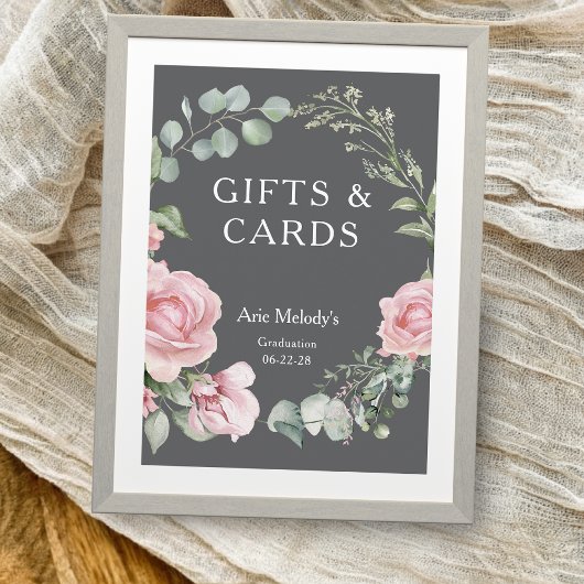 Carte Modern Pink Roses Script Graduation Gifts & Cards