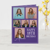 Carte Modern Purple 6 Photo Collage 18e anniversaire (Fleur jaune)