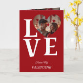 Carte Modern Red Valentine’s Day Photo Card (Fleur jaune)