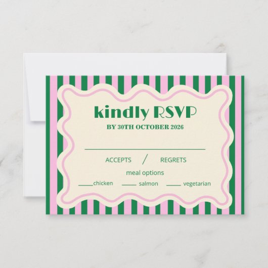 Carte Modern Retro Striped Wedding RSVP Card (Devant)
