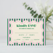 Carte Modern Retro Striped Wedding RSVP Card (Debout devant)