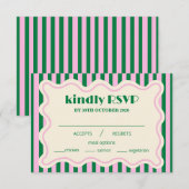 Carte Modern Retro Striped Wedding RSVP Card (Devant / Derrière)