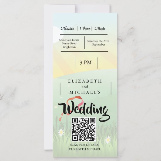 Carte Modern Rustic Festival Wedfest QR Mariage (Dos)