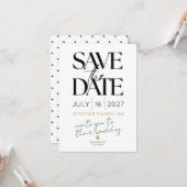 Carte Modern save the date with gold accents (Devant/Arrière en situation)