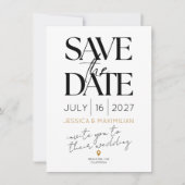 Carte Modern save the date with gold accents (Devant)