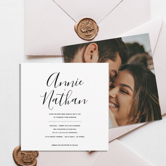 Carte Modern Script Minimal Black & White Wedding Invite