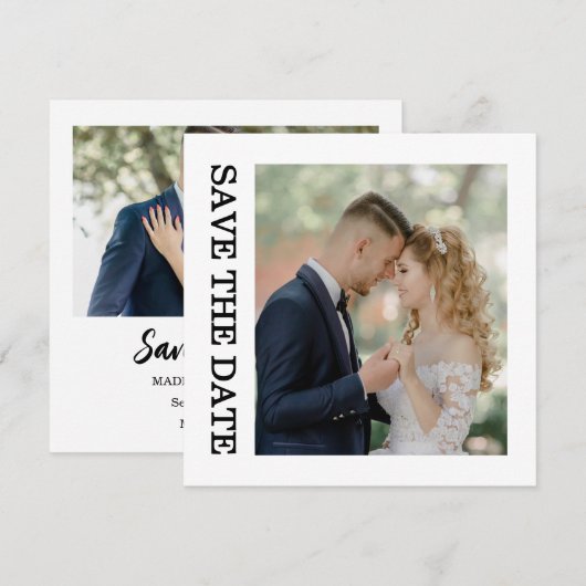 Carte Modern Script Photo Wedding Save The Date (Devant / Derrière)