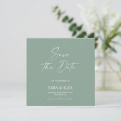 Carte Modern script sage green typography wedding save  (Debout devant)