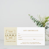 Carte Modern Simple Beige Business Logo Gift Certificate (Debout devant)