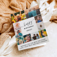 Modern simple birthday white 10 photo collage grid
