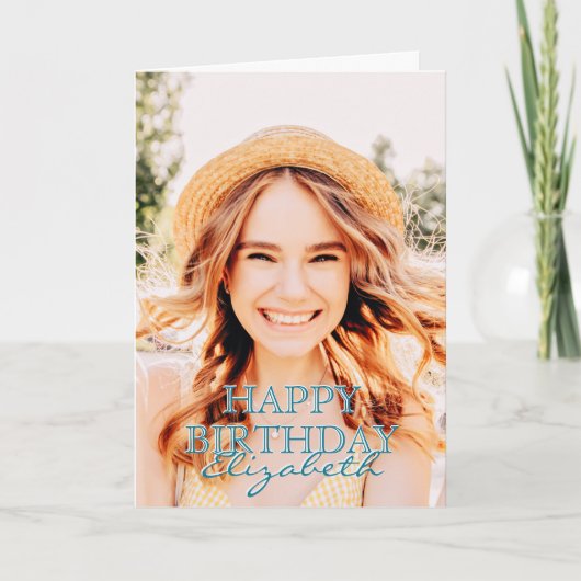 Carte Modern Simple Script Photo voeux d'anniversaire (Devant)