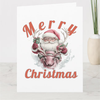 Carte Modern Steampunk Santa and Robot Reindeer Holiday 