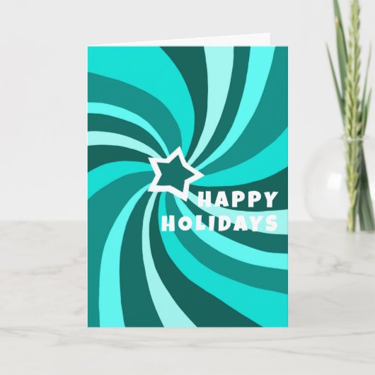 Carte Modern Swirl HAPPY HOLIDAYS Star Custom Christmas (Devant)