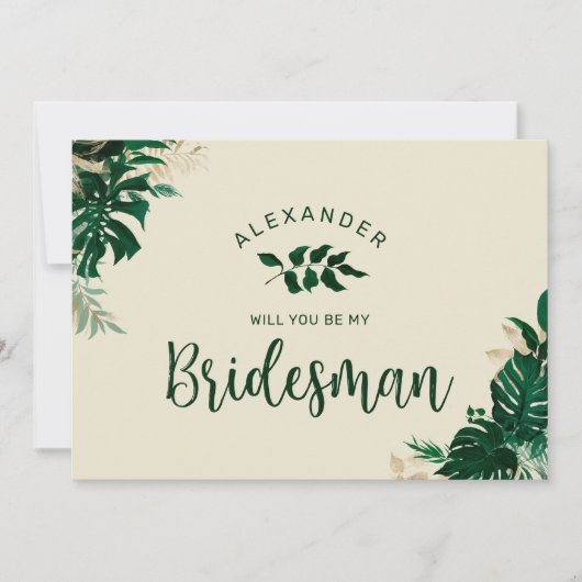 Carte Modern Tropical Be My Bridesman Proposition Card (Devant)