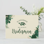 Carte Modern Tropical Be My Bridesman Proposition Card (Debout devant)