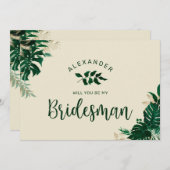 Carte Modern Tropical Be My Bridesman Proposition Card (Devant / Derrière)