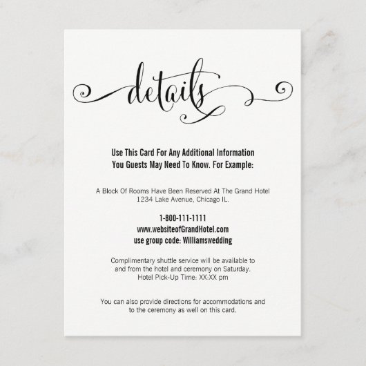 Carte Modern We Do Script Mariage Details (Devant)