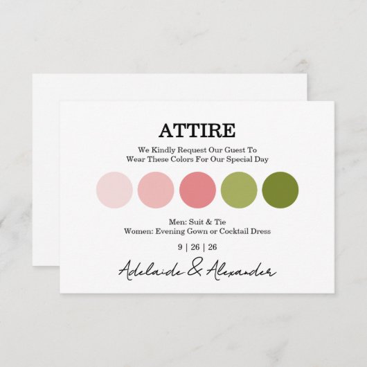 Carte Modern Wedding Attire Dress Code Enclosure Card (Devant / Derrière)