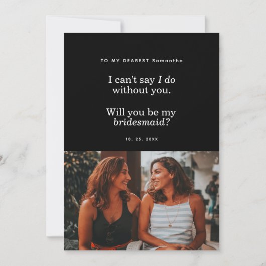 Carte Modern Will You Be My Bridesmaid Photo Card (Devant)