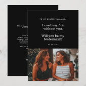Carte Modern Will You Be My Bridesmaid Photo Card (Devant / Derrière)