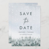 Carte Modern Winter Forest Wedding Save the Date (Devant / Derrière)