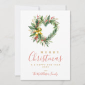 Carte Modern Wreath Heart-Shape Merry Christmas Photo (Devant)