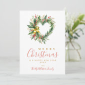 Carte Modern Wreath Heart-Shape Merry Christmas Photo (Debout devant)