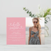 Carte Moderne 16e anniversaire simple élégant script élé (Debout devant)