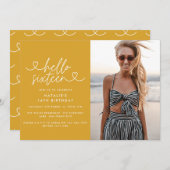 Carte Moderne 16e anniversaire simple élégant script élé (Devant / Derrière)