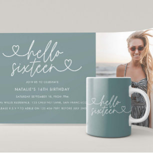 Carte Moderne 16e anniversaire simple élégant script élé
