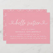 Carte Moderne 16e anniversaire simple élégant script élé (Devant / Derrière)