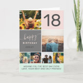 Carte Moderne 18e anniversaire rose 6 photo collage gril (Devant)