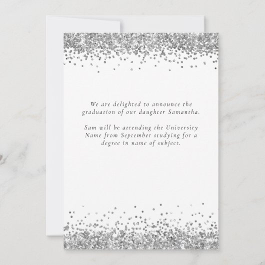 Carte Moderne 2024 Graduation Parties scintillant argent (Dos)