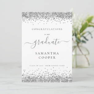 Carte Moderne 2024 Graduation Parties scintillant argent