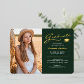 Carte moderne 2 Photo Forest Green & Gold Foil Gra (Debout devant)
