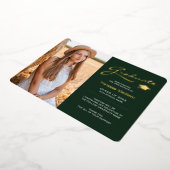 Carte moderne 2 Photo Forest Green & Gold Foil Gra (Rotation)