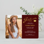 Carte moderne 2 Photo Red White & Gold Foil Grad C (Debout devant)