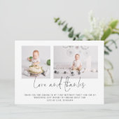 Carte Moderne 2 Photos Anniversaire Amour et Merci (Debout devant)